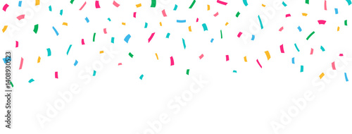 Festive Colorful Confetti Falling Isolated on White Background, Confetti for birthday, party, festival fair, celebration, and congratulation. Vector flat design.