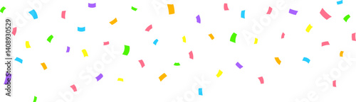 Colorful Celebration Confetti Background with Falling Particles, Party or Festive Decor. Confetti for birthday, party, festival fair, celebration, and congratulation. Vector flat design.