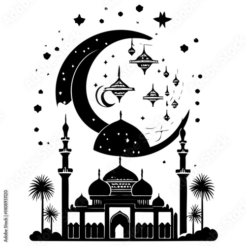 Illustrative Ramadan Celebration Symbol Graphic