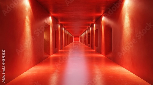 A vast, long corridor, its smooth walls and floor blending into one color, empty and silent 