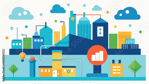 A spreadsheet tracking the amount of water consumed by different industries in a city aiding in the fair distribution of water resources.. Vector illustration