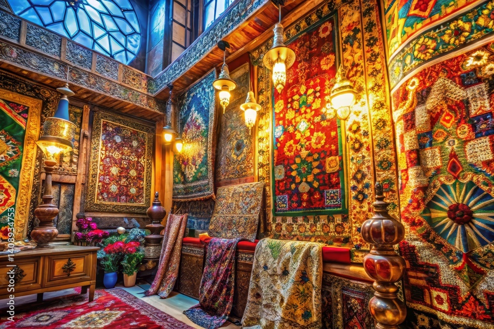 Obraz premium Ornate Interior with Hanging Carpets
