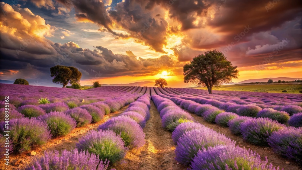 Lavender Field at Sunset Lavender Field at Sunset