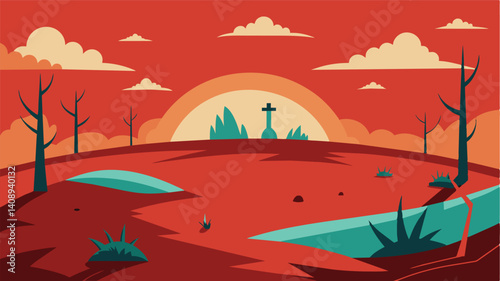 The field which had once been a symbol of life and growth was now a symbol of desolation and destruction a harsh reality of the consequences of extreme weather events.. Vector illustration