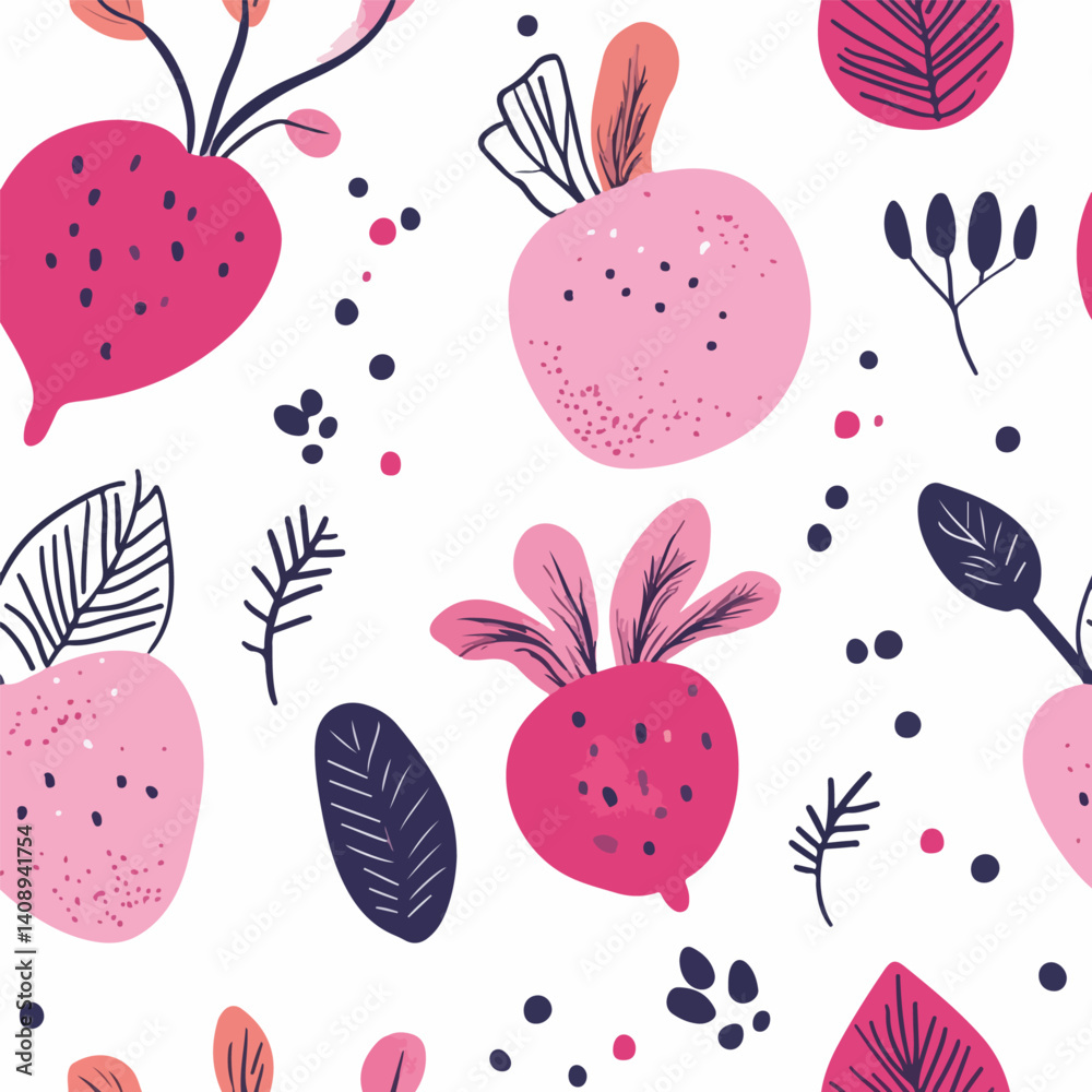 Fototapeta premium Beetroot pattern. Exquisite vector plant patterns.
