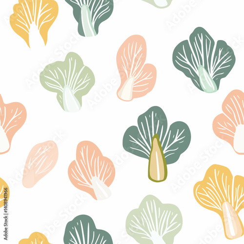 Chinese flat - cabbage pattern. Exquisite vector plant patterns.