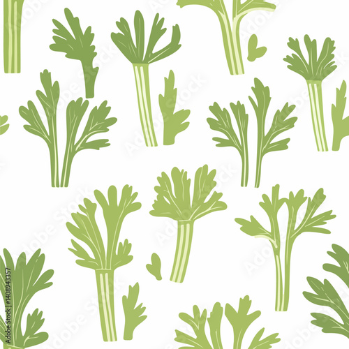 Water celery pattern. Exquisite vector plant patterns.