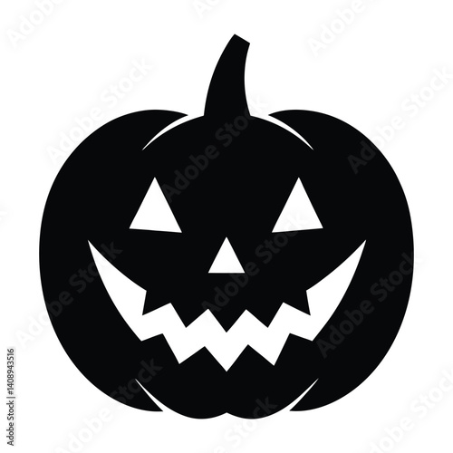 Halloween pumpkin face silhouette vector illustration 
