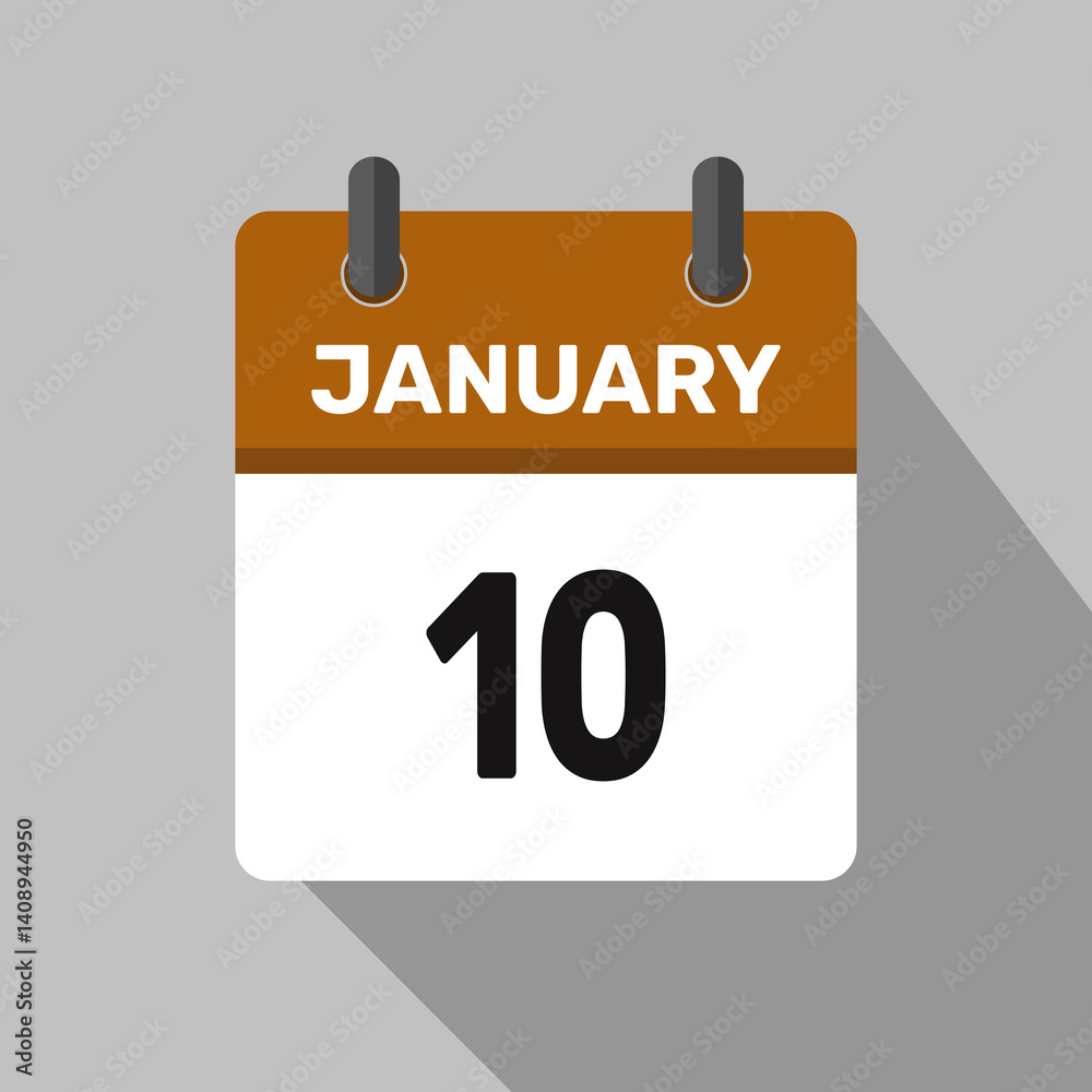 10 january calender icon text page monthly web design. 10 january calender icon text page monthly web design.