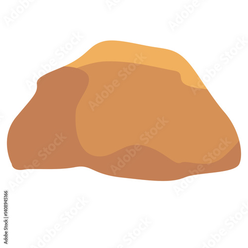 Brown rock vector illustration with soft shadows and highlights. Ideal for nature scenes, geology themes, desert landscapes, educational materials, or cartoon-style environment designs.