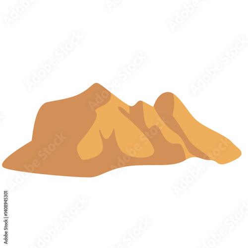 Flat vector illustration of a sandy desert hill or dune. Perfect for desert themes, landscapes, nature scenes, or outdoor environment designs in educational and creative projects.