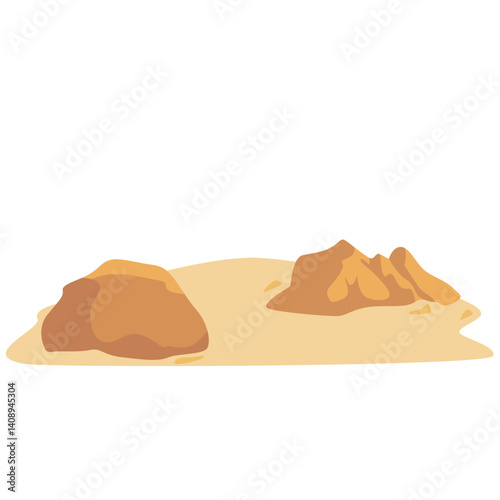 Vector illustration of desert sand dunes in earthy tones. Perfect for landscape design, travel posters, nature scenes, or any desert-themed creative project in flat cartoon style.