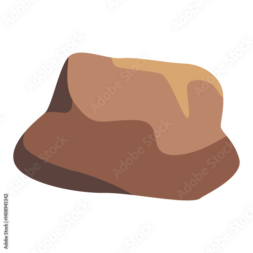 Brown rock vector illustration with soft shadows and highlights. Ideal for nature scenes, geology themes, desert landscapes, educational materials, or cartoon-style environment designs.