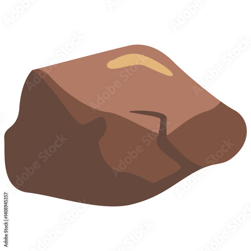 Brown rock vector illustration with soft shadows and highlights. Ideal for nature scenes, geology themes, desert landscapes, educational materials, or cartoon-style environment designs.