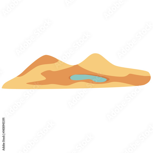 Vector illustration of desert sand dunes in earthy tones. Perfect for landscape design, travel posters, nature scenes, or any desert-themed creative project in flat cartoon style.