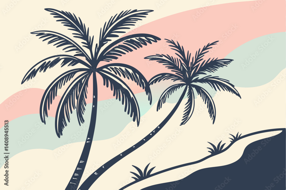 Fototapeta premium palm tree silhouette vector illustration