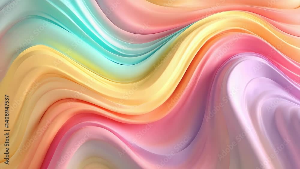 Abstract Flowing Pastel Waves Colorful Motion Background