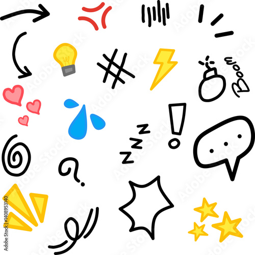 Hand-Drawn Doodle Icons A Collection of Cute and Expressive Illustrations