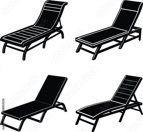 Pool Lounger silhouette vector