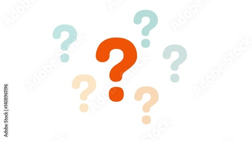 Rotating question mark pop up symbol animation. soft flat color. good for presentation and discussion slides