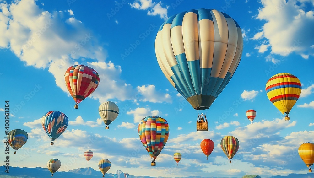 Fototapeta premium Colorful hot air balloons in a vibrant sky (2)