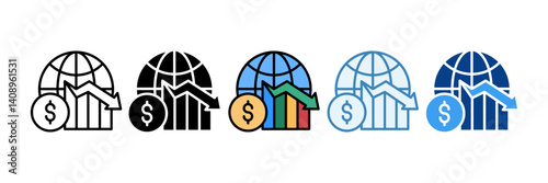 Economic Meltdown  Icon Set Multiple Style Collection