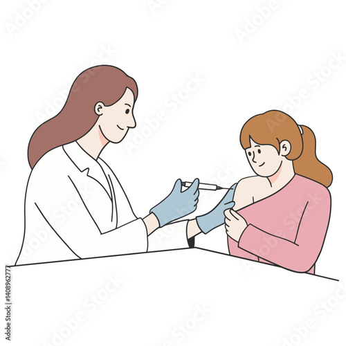 Doctor giving injection to young girl