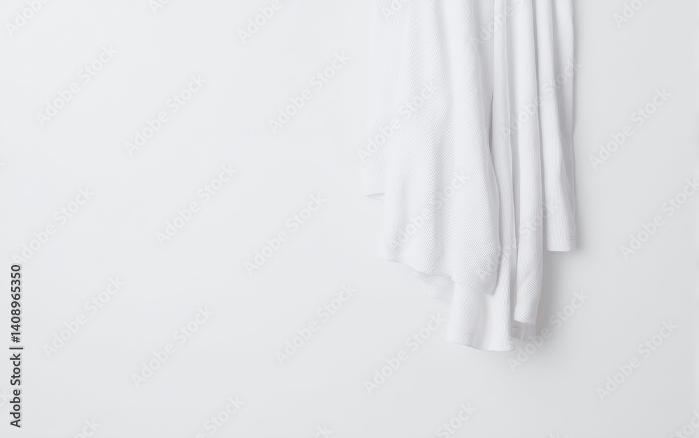 Fototapeta premium A white towel is hanging on a wall beside a toilet in a bathroom setting, Hello Summer background.