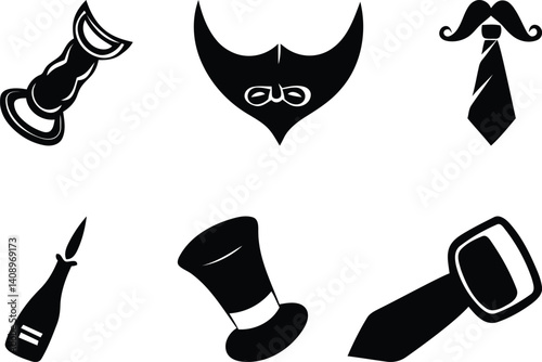 Premium quality and variety style Fathers Day icon silhouette vector art, Fathers Day icon isolated line art vector illustration