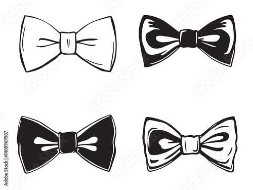 Bow tie line art vector illustration