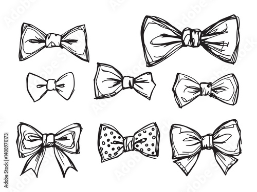 Bow tie line art vector illustration