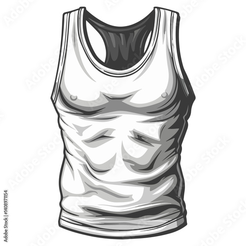 Men's Athletic Tank Top  Vector Illustration of a Classic Sleeveless Shirt