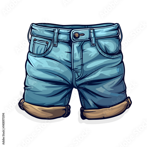 Stylish Denim Shorts Casual Summer Fashion Illustration