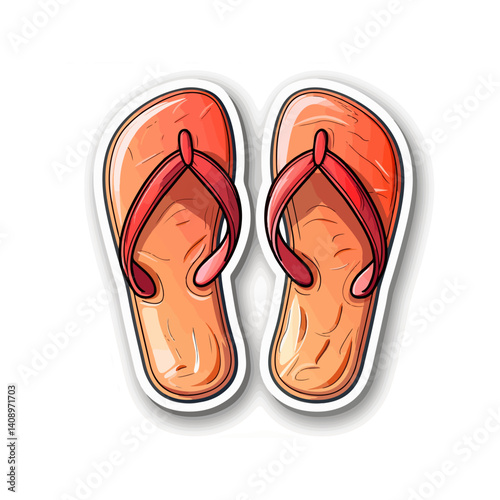 Summer Flip-Flops Beach Sandals, Vacation Footwear, Summer Shoes Illustration