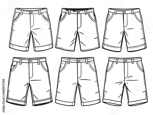 Chino shorts line art vector illustration