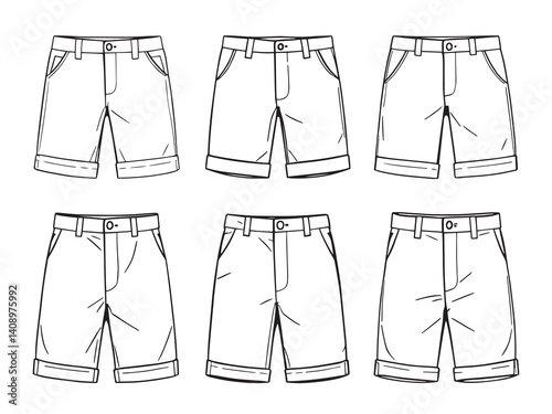 Chino shorts line art vector illustration