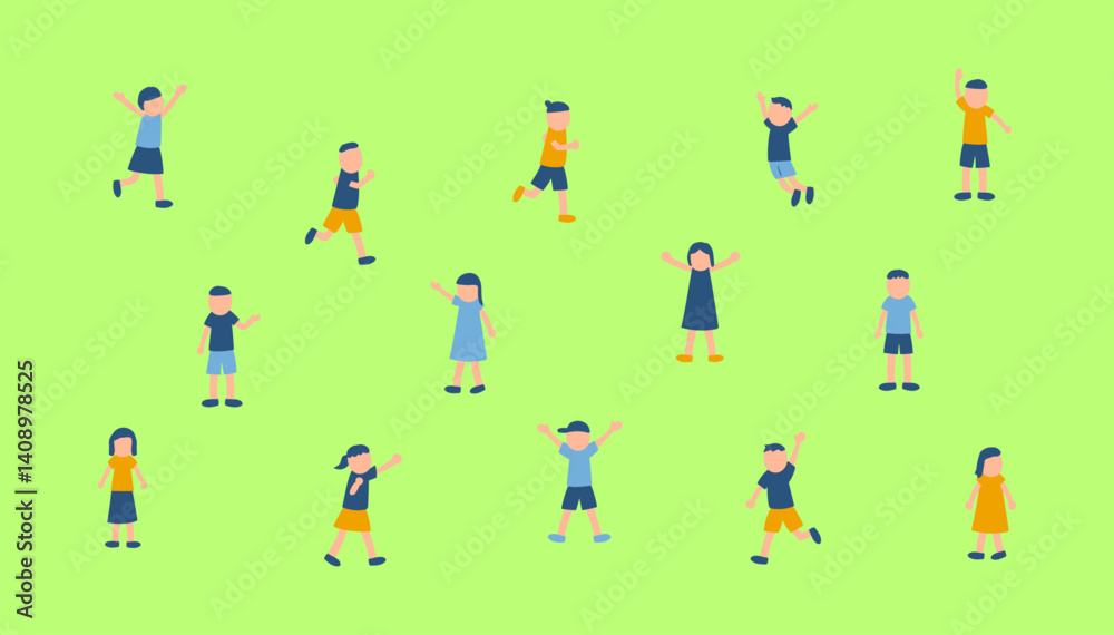 Fototapeta premium 元気いっぱいな子供たちのイラスト