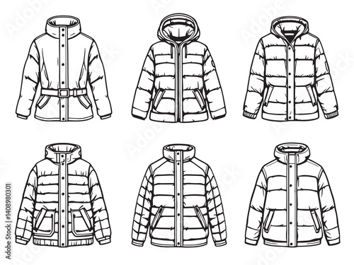 Down jacket line art illustration