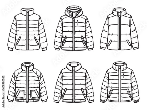 Down jacket line art illustration
