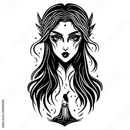 Enigmatic Enchantress Silhouette with Mystic Aura