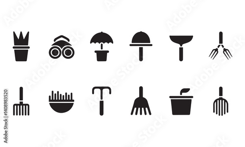 Black vector restaurant icons set with food, drink, and kitchen symbols