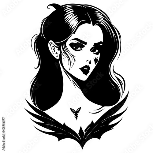 Gothic Beauty with Black and White Haunting Look
