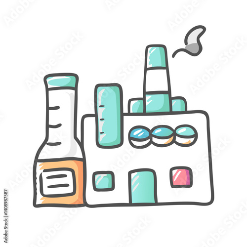 pharmaceutical factory icon, pharmaceutical factory vector illustration-simple illustration of pharmaceutical factory, perfect for pharmaceutical factory logos and icons