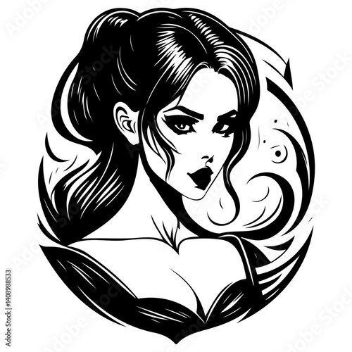 Monochrome portrait of a glamorous woman vector