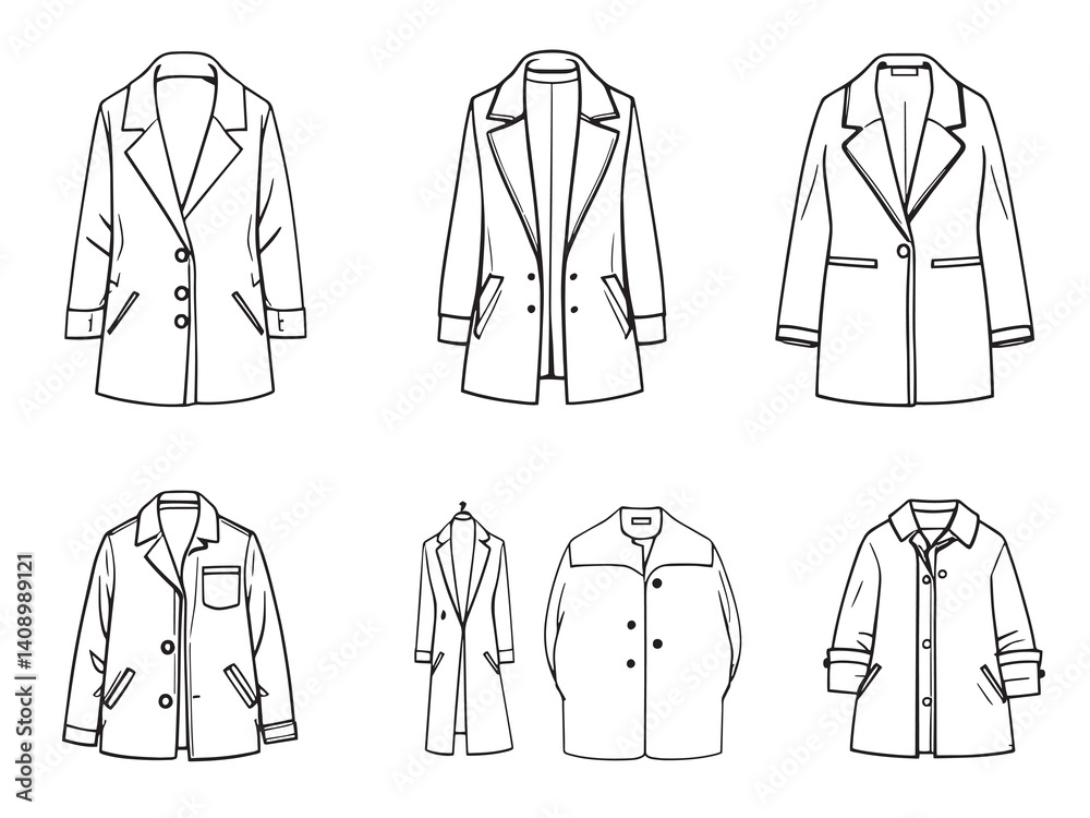 Overcoat line art illustration Overcoat line art illustration