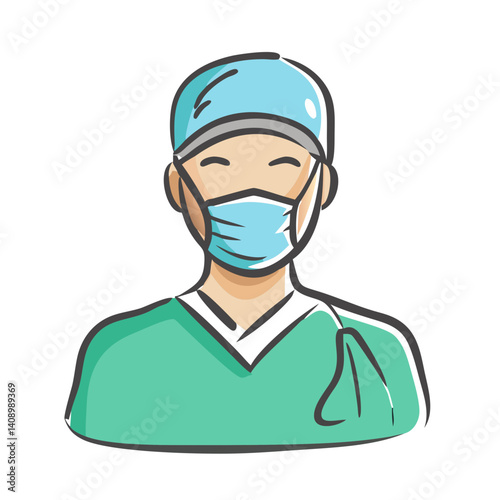 surgeon in scrubs icon, surgeon in scrubs vector illustration-simple illustration of surgeon in scrubs, perfect for surgeon in scrubs logos and icons