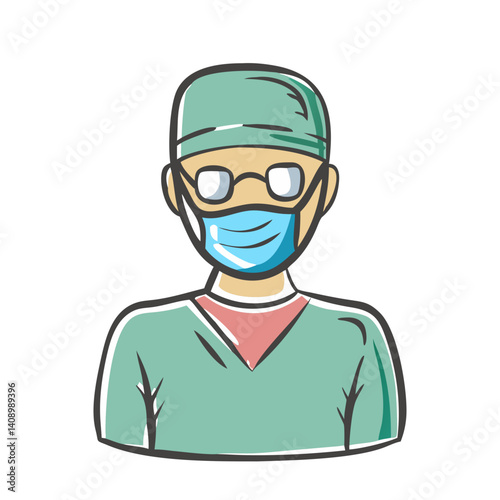 surgeon in scrubs icon, surgeon in scrubs vector illustration-simple illustration of surgeon in scrubs, perfect for surgeon in scrubs logos and icons