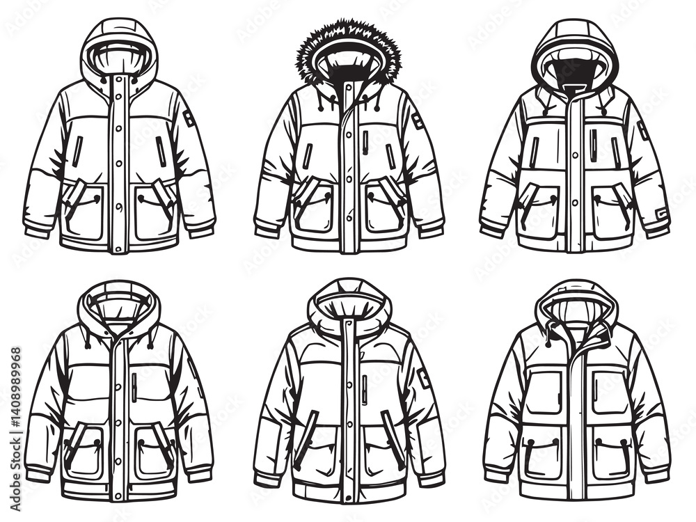 Parka line art illustration Parka line art illustration