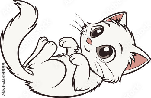 Cute Kitten illustration vector design isolated on white background.