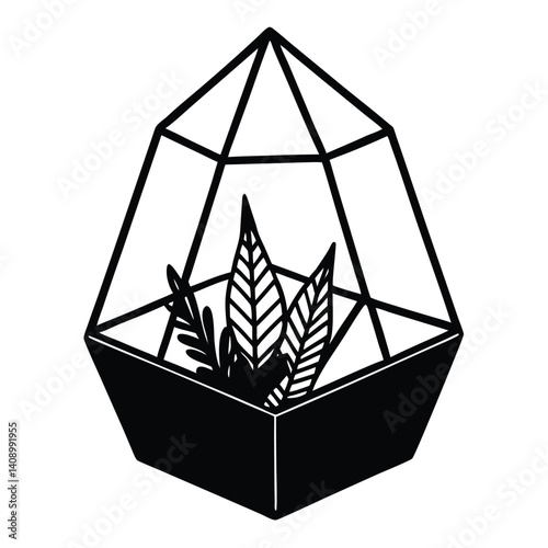  terrarium silhouette vector icon with white background